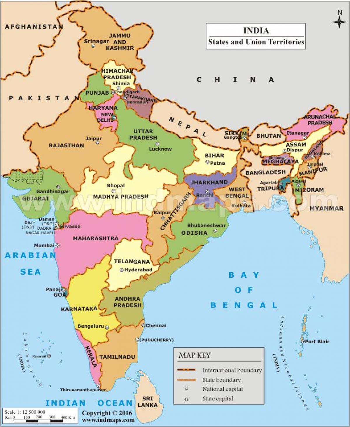 sør asia kart India staten kart   Stat kart over India (Sør Asia   Asia)